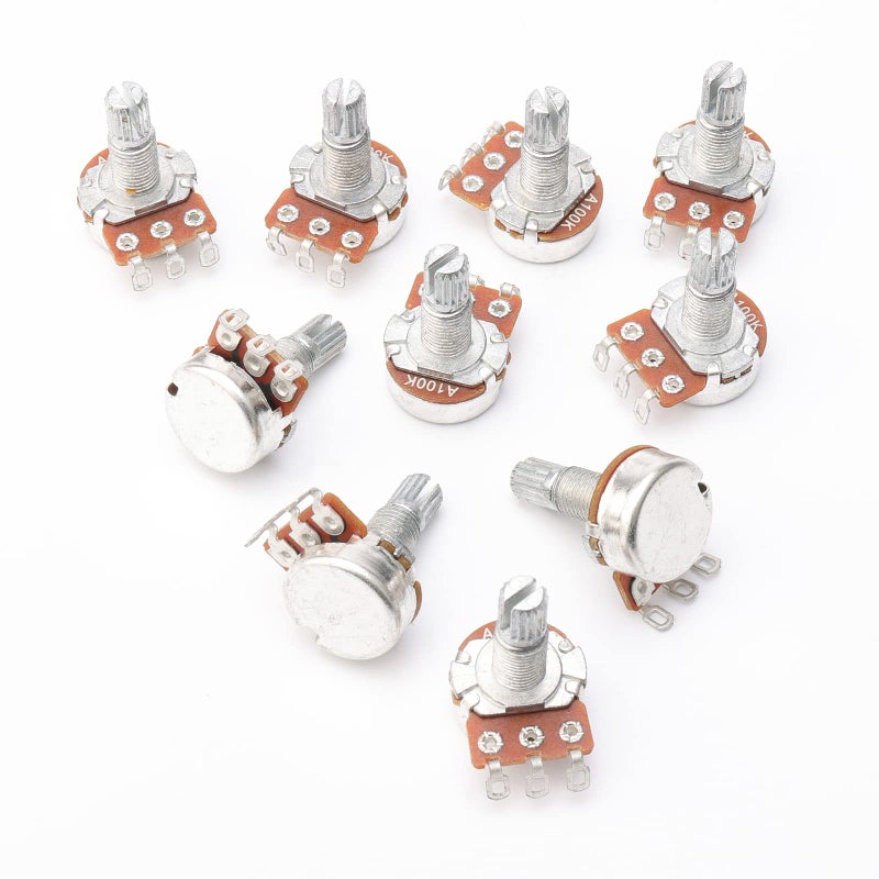 Swhmc A100K Ohm Guitar Potentiometer, 1/4" Split Shaft Volume Pot for Electric Guitar, Low Noise Control Pots with Long Knurled Shaft & Smooth Feel, Guitar Replacement Parts - Image 4